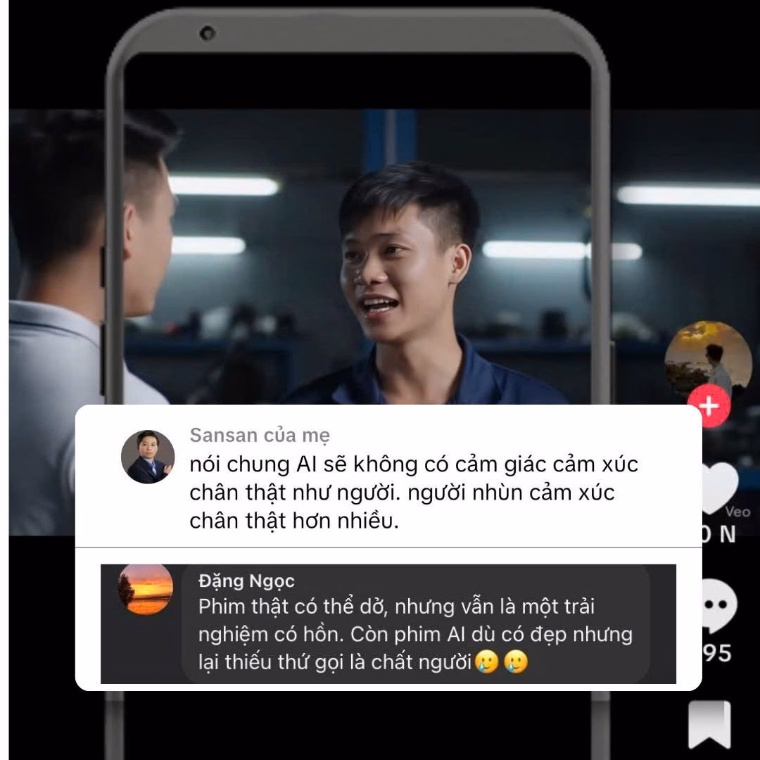 Veo3 – Công cụ tạo phim bằng AI gây sốt tại Việt Nam: Nâng tầm sáng tạo hay làm mất đi cảm xúc? Không ít độc giả chia sẻ cảm nhận của mình khi xem video do AI tạo. Ảnh chụp màn hình.