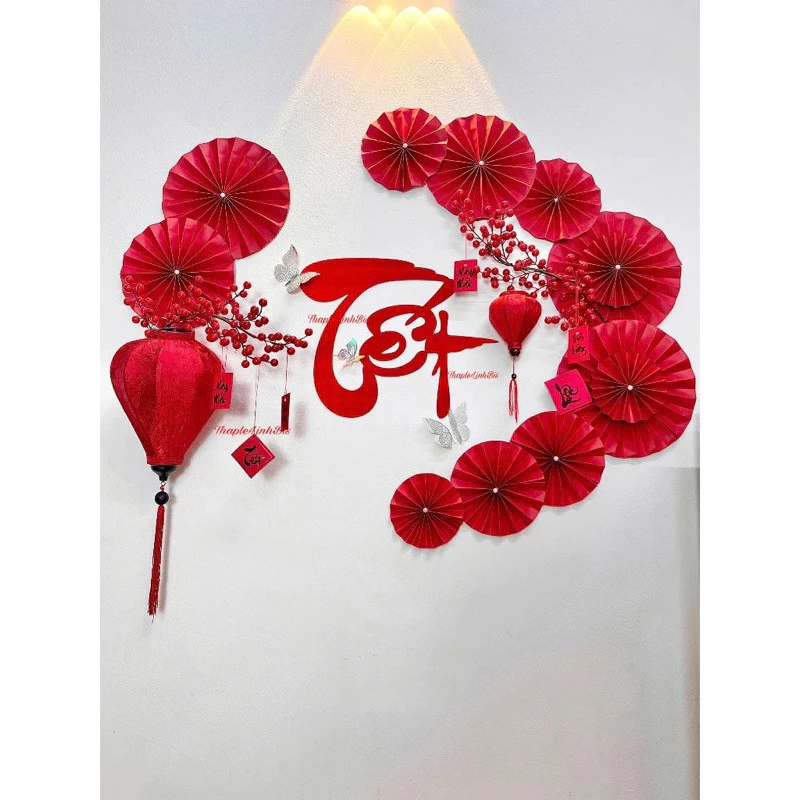 Làm sao để trang trí Tết không nhàm chán với set decor chữ Tết và lồng đèn Hội An?