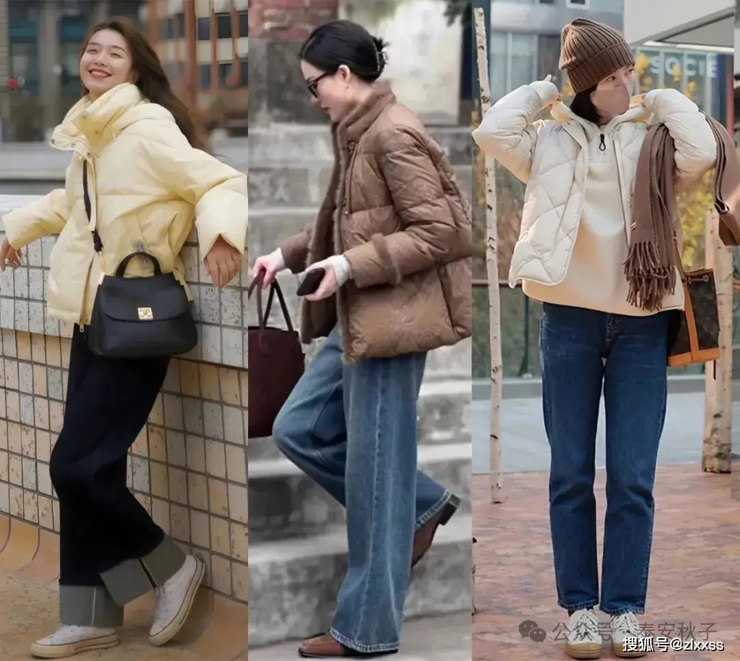 &Aacute;o phao ngắn + quần jeans cạp cao gi&uacute;p n&acirc;ng eo, k&eacute;o d&agrave;i ch&acirc;n