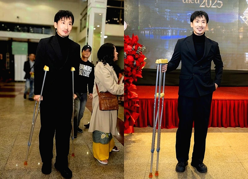 Tuấn Trần xuất hiện trên thảm đỏ Cánh Diều 2025 với nạng: nguyên nhân và phản hồi