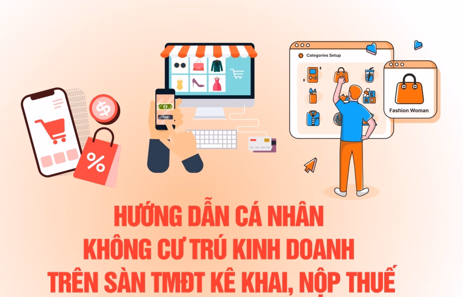 (INFOGRAPHICS): Hướng dẫn cá nhân không cư trú kinh doanh trên sàn TMĐT kê khai, nộp thuế