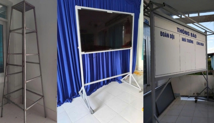 Thầy hiệu trưởng bị 7 năm tù vì tham ô: Có hay là thiếu nhân văn? Một số vật dụng do ông Trần Văn Tâm làm đang được sử dụng tại trường. Ảnh: Minh Minh