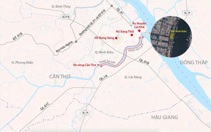 Khu vực bến Ninh Kiều ngập khi mưa lớn Khu vực bến Ninh Kiều ngập khi mưa lớn dù có nhiều công trình chống ngập
