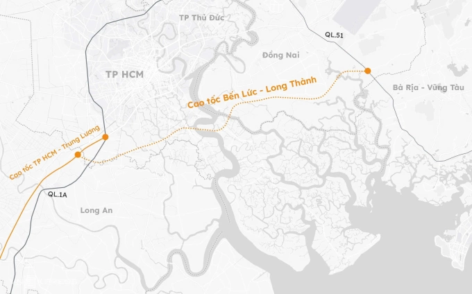 Hướng tuyến cao tốc Bến Lức - Long Thành