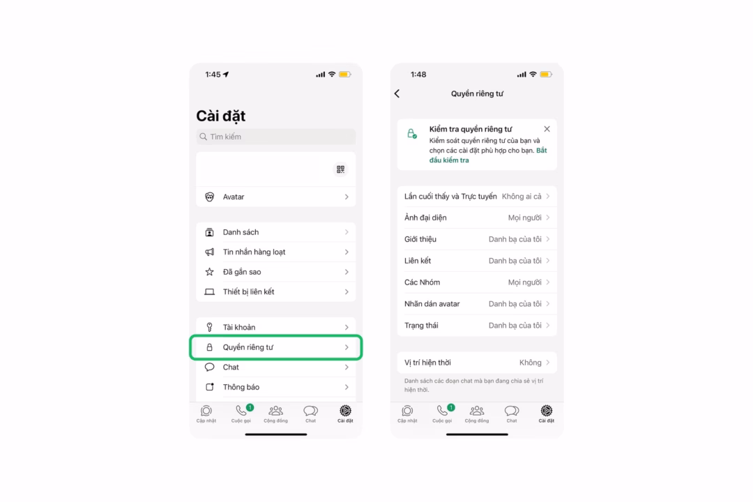 Cài đặt quyền riêng tư Cài đặt quyền riêng tư trên WhatsApp