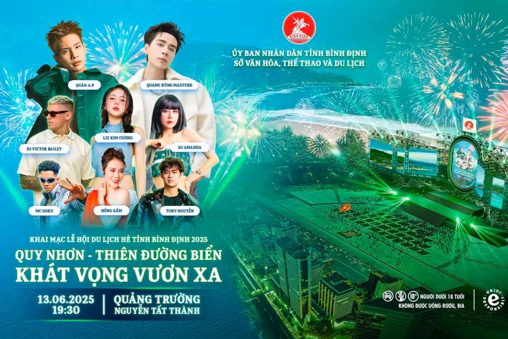 Lễ hội du lịch hè Bình Định 2025 Dàn nghệ sĩ nổi tiếng tại lễ hội du lịch hè Bình Định