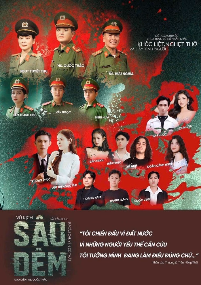 Vở 'Sâu đêm' có sự tham gia của nhiều diễn viên trẻ được đào tạo tại Sân khấu Quốc Thảo