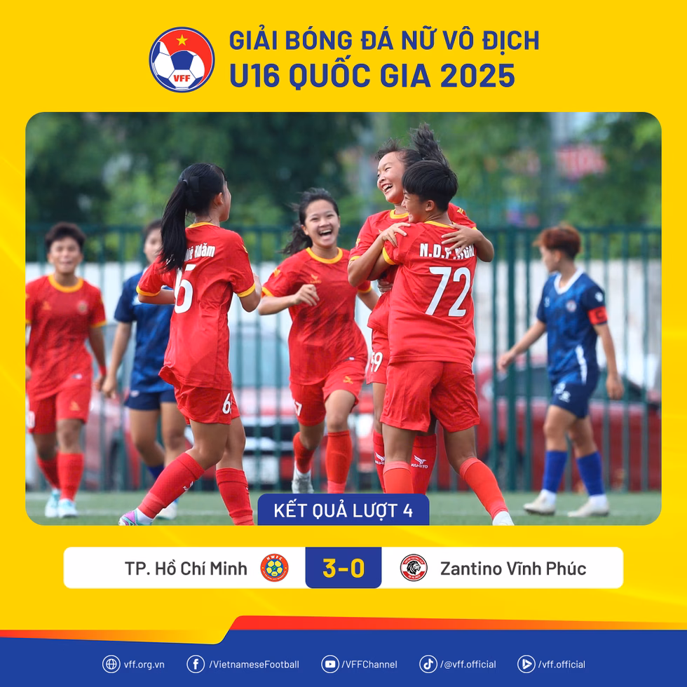 U.16 TP.HCM thắng đậm Kết quả U.16 nữ quốc gia 2025