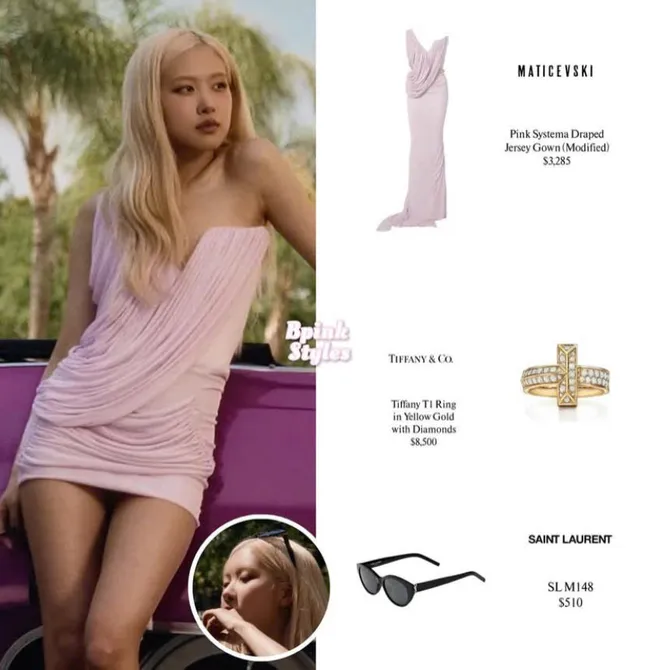 Rosé diện váy hồng cúp ngực với phụ kiện cao cấp Rosé diện váy hồng cúp ngực với phụ kiện cao cấp
