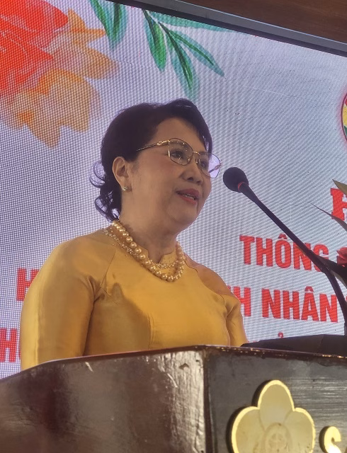 NDN Đồng Thị Ánh phát biểu khai mạc Hội nghị. Ảnh: VH