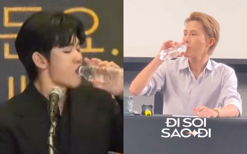 Jack lên họp báo với visual mới, đầu tư nhan sắc cỡ này bảo sao không gây sốt "Cặp anh em" Kim Soo Hyun và Jack cũng được phát hiện có điểm trùng hợp khi liên tục tiếp nước giữa các chặng họp báo căng thẳng.