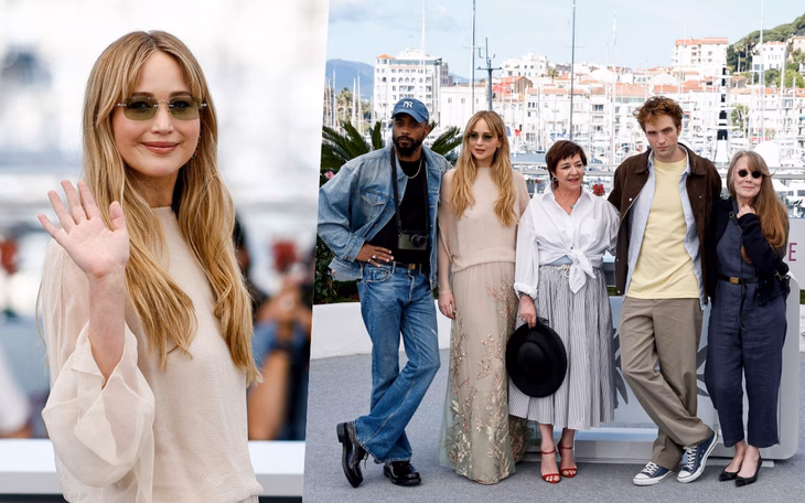 Jennifer Lawrence và những chiếc váy đắt giá trên thảm đỏ Hollywood Tại buổi chụp hình phim "Die, My Love" ở Cannes 2025, Jennifer Lawrence ghi điểm với chiếc đầm lụa thêu màu beige từ Dior. Lần xuất hiện này của cô mang đến hình ảnh nhẹ nhàng, tinh tế và đúng chất Jennifer - tối giản nhưng cuốn hút. Tóc gợn sóng và kính râm giúp cô hoàn thiện vẻ ngoài thanh lịch, phù hợp hoàn hảo với không khí ban ngày tại Cannes - Ảnh: REUTERS