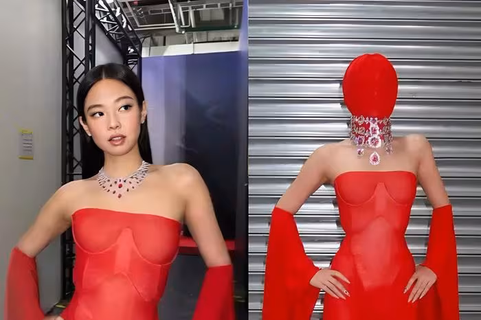 Jennie gây bão trên thảm đỏ Golden Disc Awards với chiếc váy đỏ avant‑garde