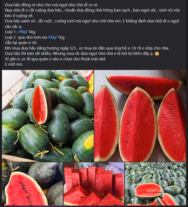 Tiểu thương bán dưa hấu trên vỉa hè