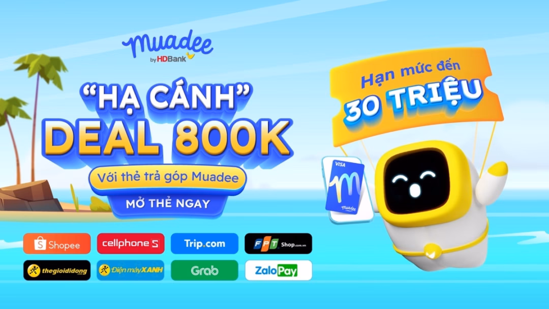 Ưu đãi khi mua sắm bằng thẻ trả góp Muadee