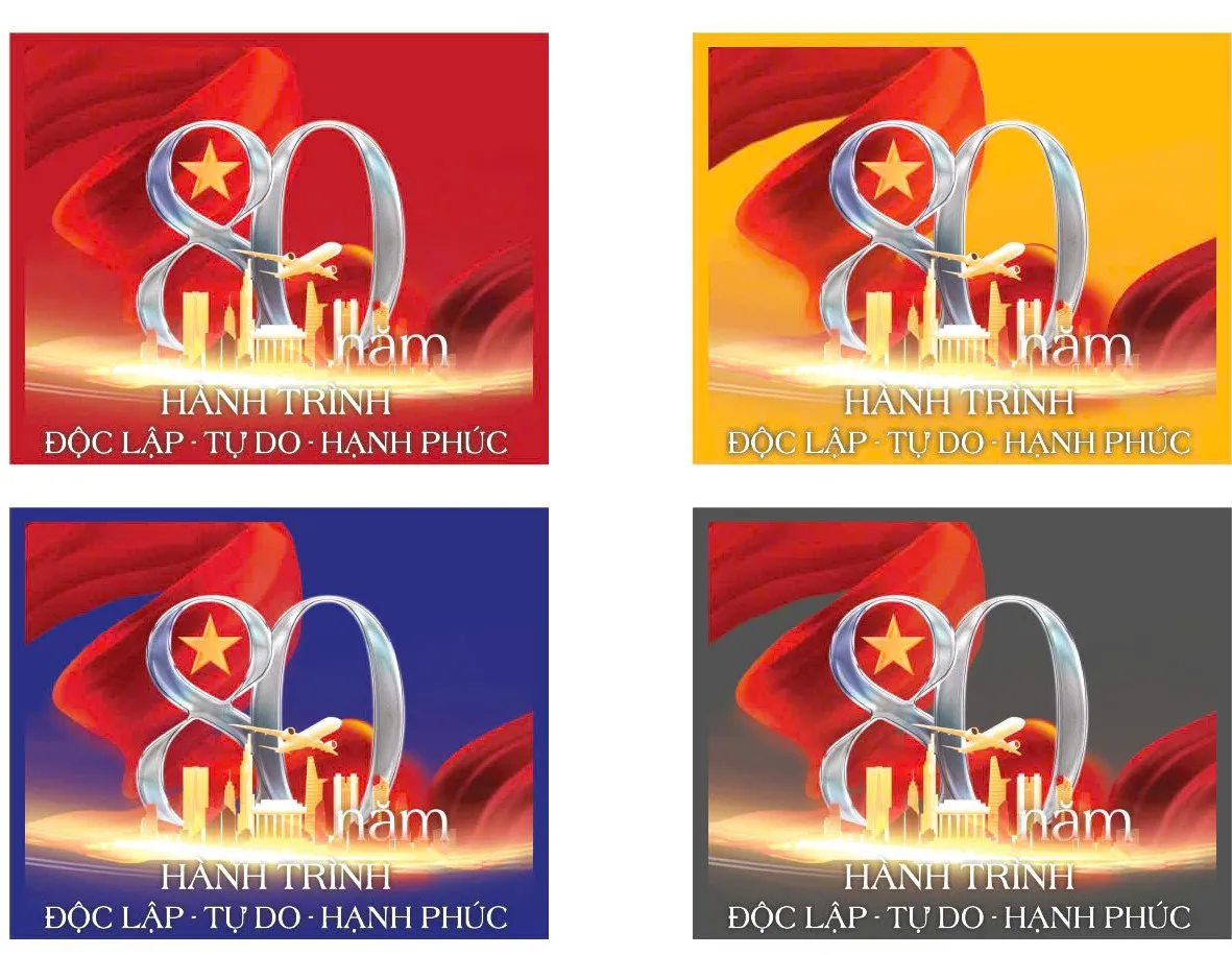 Ra mắt logo kỷ niệm 80 năm thành lập nước Các phương án Logo trên nền màu, ảnh: Cục MTNATL