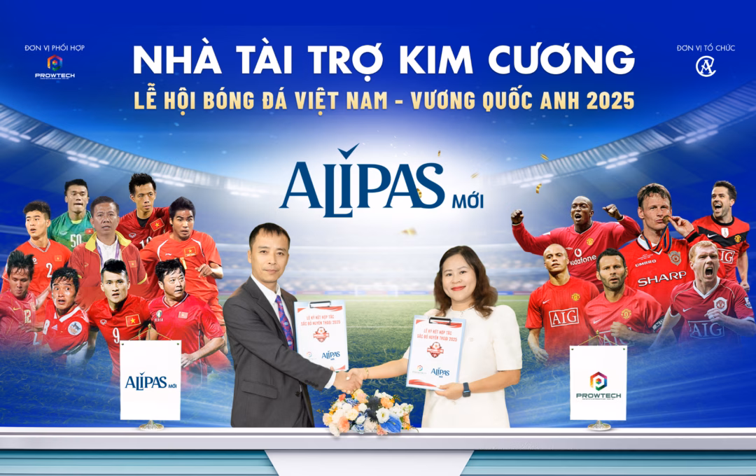 Alipas đồng hành cùng Manchester Reds Alipas - Nhà tài trợ kim cương cho sự kiện các huyền thoại Manchester Reds