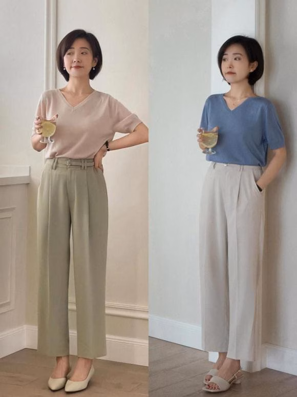 Áo len kết hợp với quần ống rộng Áo len kết hợp với quần ống rộng