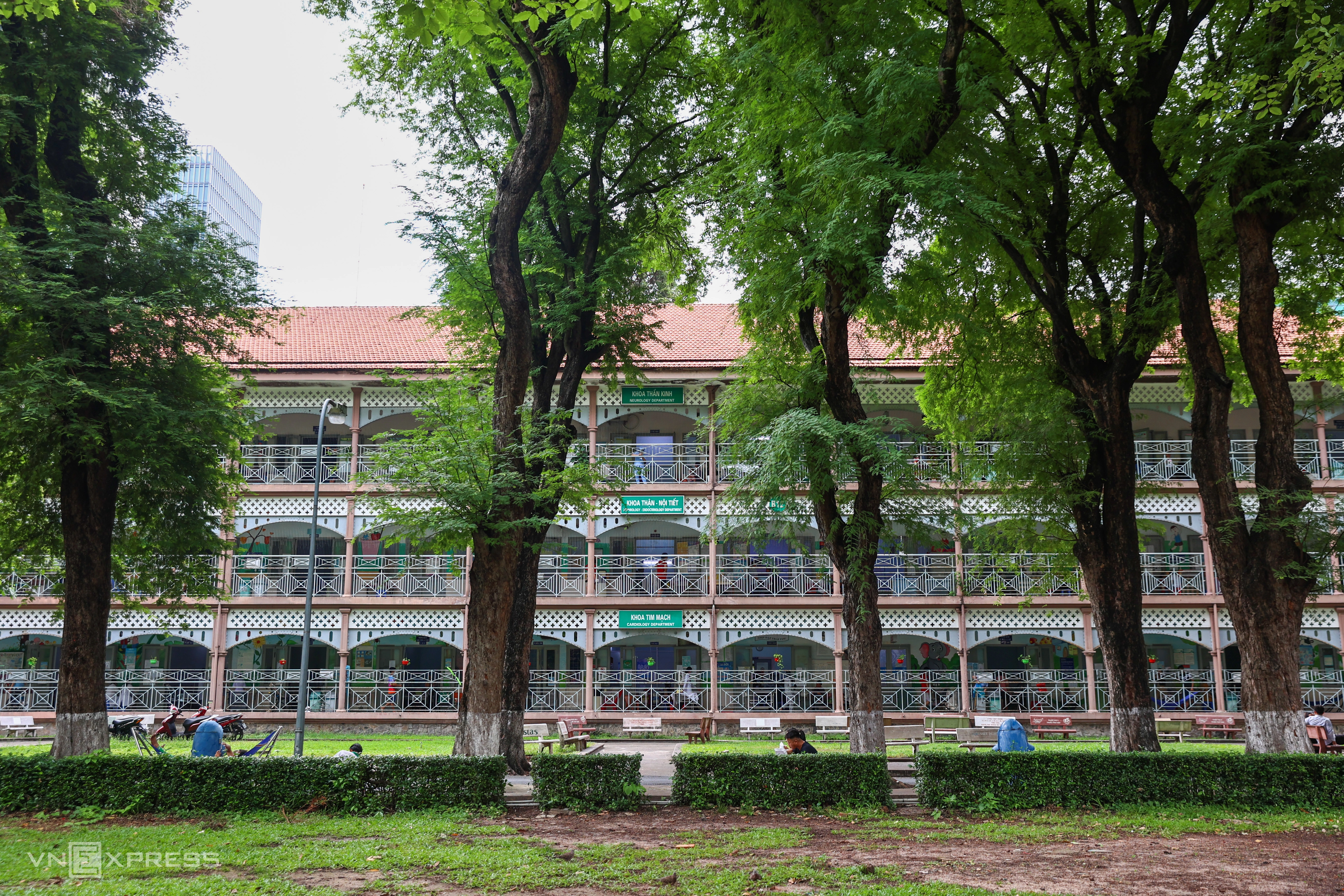 Bệnh viện Nhi đồng 2 – 160 năm gắn bó và phát triển cùng y tế TP HCM Từ hành lang nhìn ra bên ngoài là khuôn viên rợp bóng cây sao, me, xà cừ… cổ thụ. Những hàng cây này vẫn phát triển xanh tốt đến ngày nay.