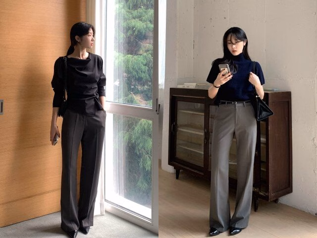 Quần &acirc;u ống su&ocirc;ng cạp cao tạo hiệu ứng k&eacute;o d&agrave;i ch&acirc;n cho qu&yacute; c&ocirc; c&ocirc;ng sở