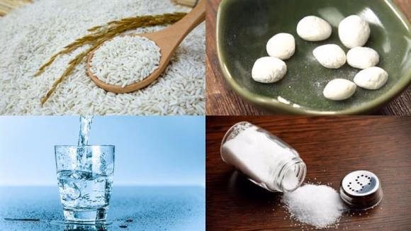 Gạo nếp sau khi vo sạch được ngâm trong nước