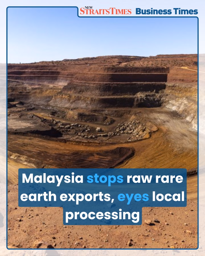 Malaysia stops raw rare earth exports, eyes local processing