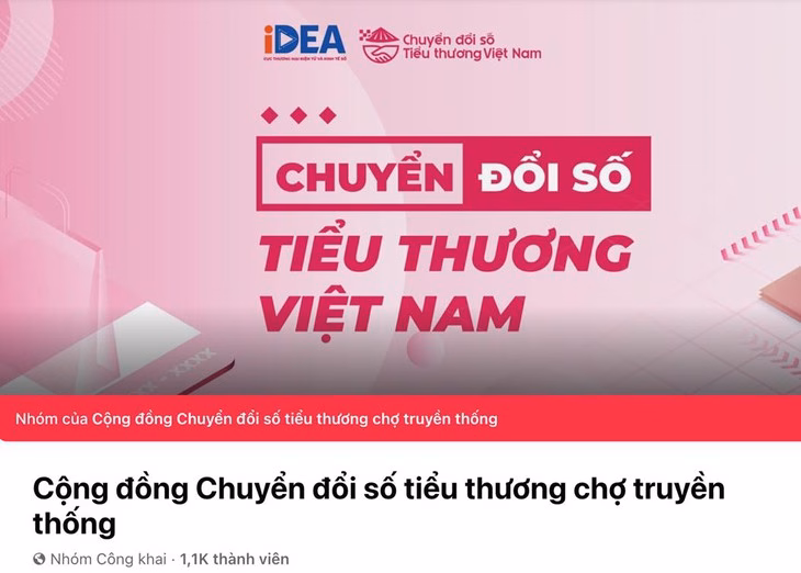 Fanpage Cộng đồng chuyển đổi số tiểu thương chợ truyền thống - Ảnh chụp màn hình