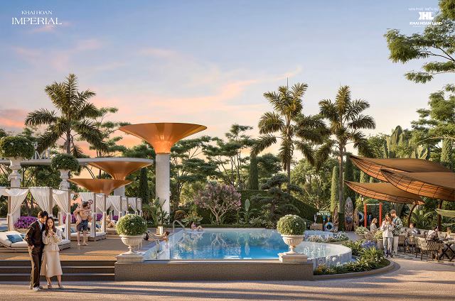 Hồ bơi phong cách Địa Trung Hải tại tầng trệt Khải Hoàn Imperial