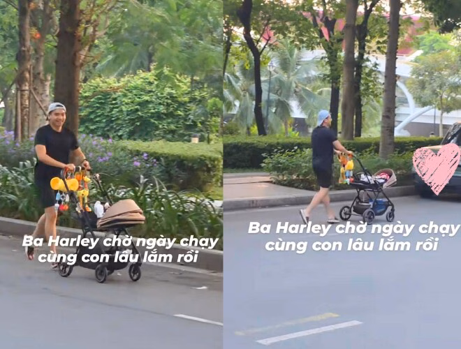 Nhiếp ảnh gia Tuấn Kh&ocirc;i chạy bộ c&ugrave;ng b&eacute; Harley