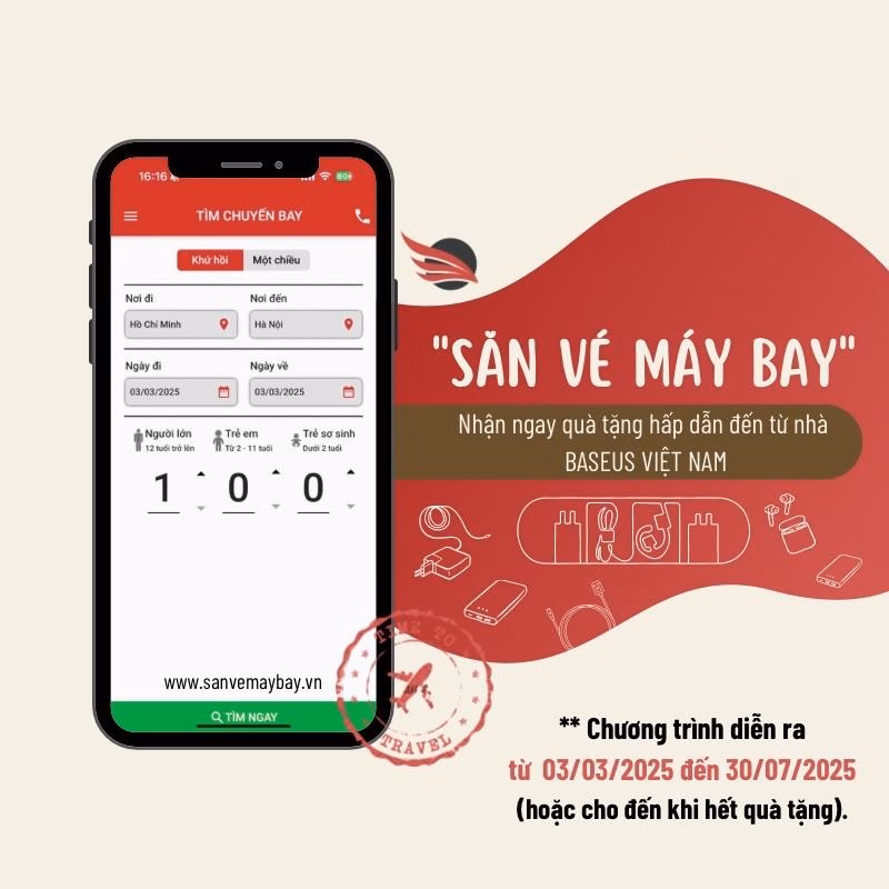 Đặt Vé Máy Bay – Nhận Ngay Phụ Kiện Công Nghệ Cao Cấp Baseus Đặt Vé Máy Bay – Nhận Ngay Phụ Kiện Công Nghệ Cao Cấp Baseus