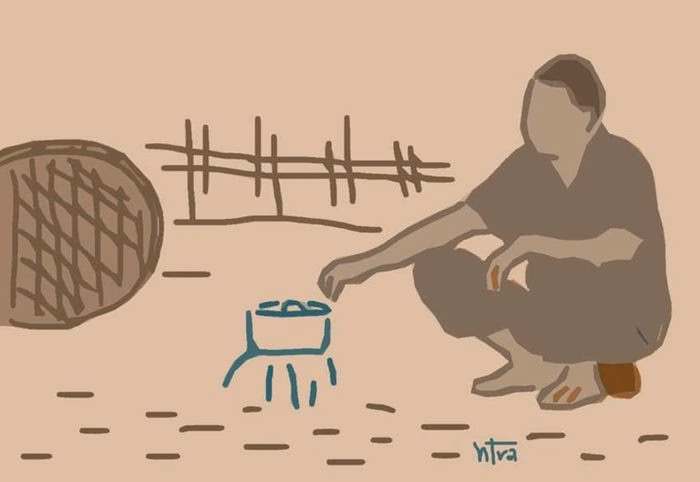 Bếp lửa hồng trong ng&ocirc;i nh&agrave; n&ocirc;ng th&ocirc;n