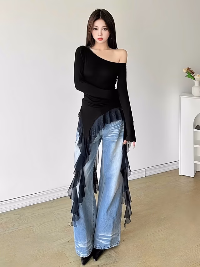 Áo đuôi sứa và quần jeans - phong cách cá tính