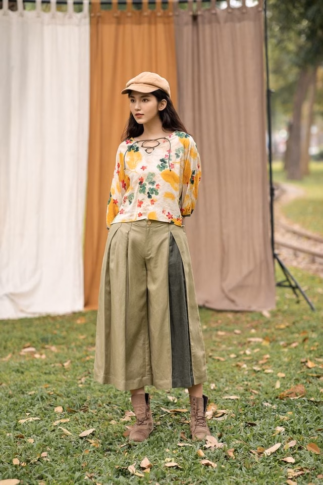 Quần culottes kaki