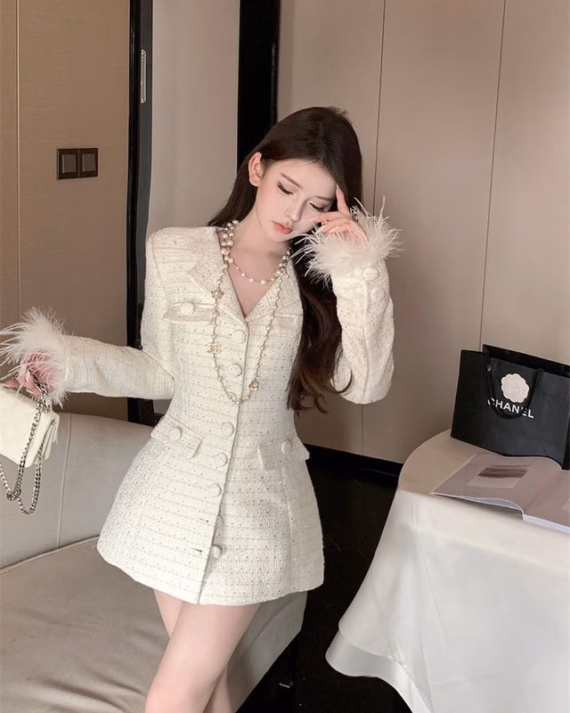 Váy dạ tweed dáng blazer