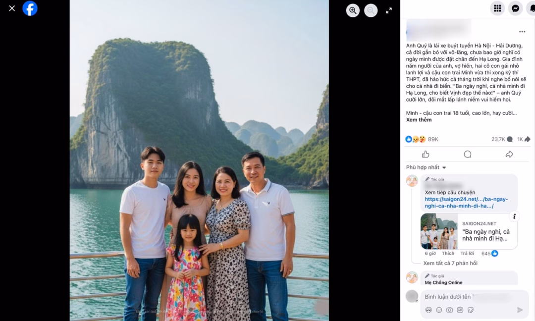 Bài viết câu kéo được lượt tương tác khủng nhờ vào câu chuyện không có thật, sử dụng AI để tạo ra hình ảnh minh hoạ (Ảnh: Chụp màn hình).